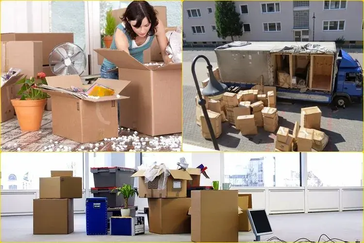 Đóng gói đồ đạc vào thùng carton và xếp lên xe tải